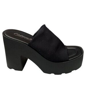l'intervalle Jourdan Black Lycra Heels Sandals Womens 38/7.5-8 Black Y2K Italy
